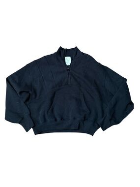 Aerie Offline Black Cropped Quarter Zip Sweatshirt Hoodie Pullover Size XS